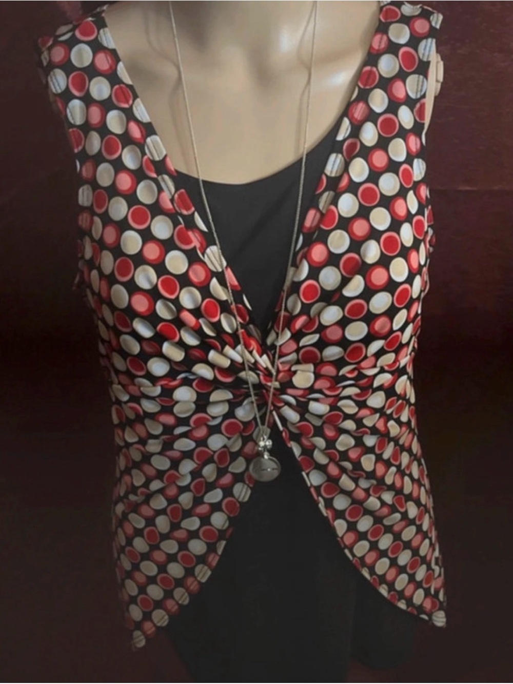 Only Mine Red, White & Black Polka Dot Twist-Front Tank Top